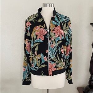 Forever 21 Tropical Floral Bomber Jacket
